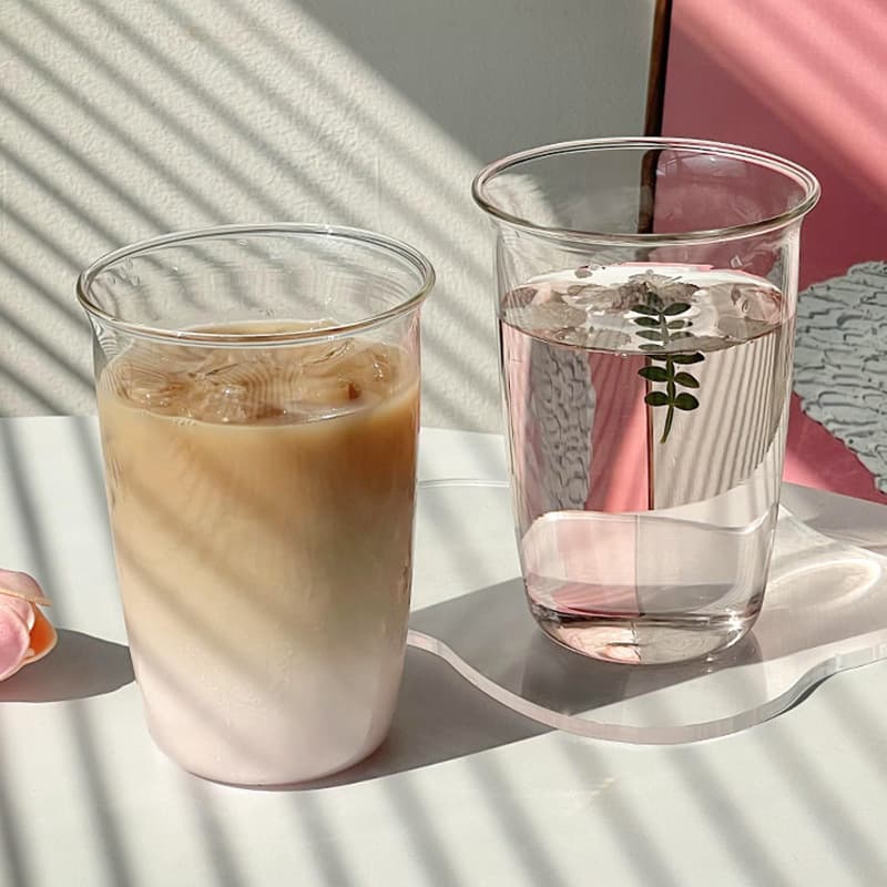 Transparent Glass Cup High Temperature Resistant Simple Water Cup Milk Cup Beverage Cup Juice Cup Iced Americano Latte Coffee Cup