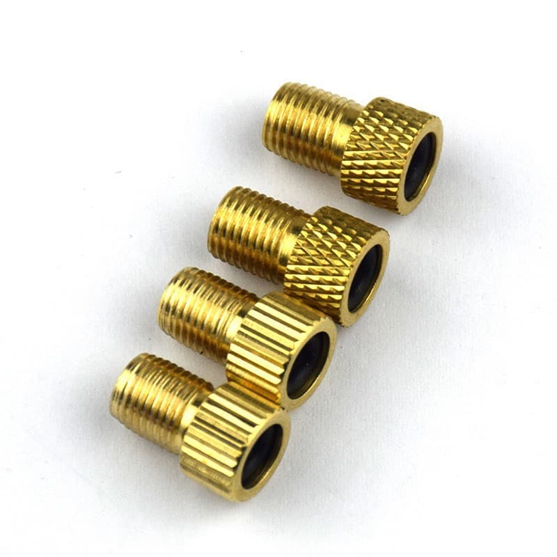 Bicycle Valve Adapter Presta to Schrader Presta to Schrader Valve Converter Copper Straight Knurl Knurled