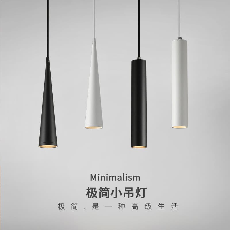 Minimalist Modern Bedroom Bedside Pendant Light Straight Cylinder Cone Creative Pendant Line Lamp Bar Mini Pendant Dining Single Spotlight