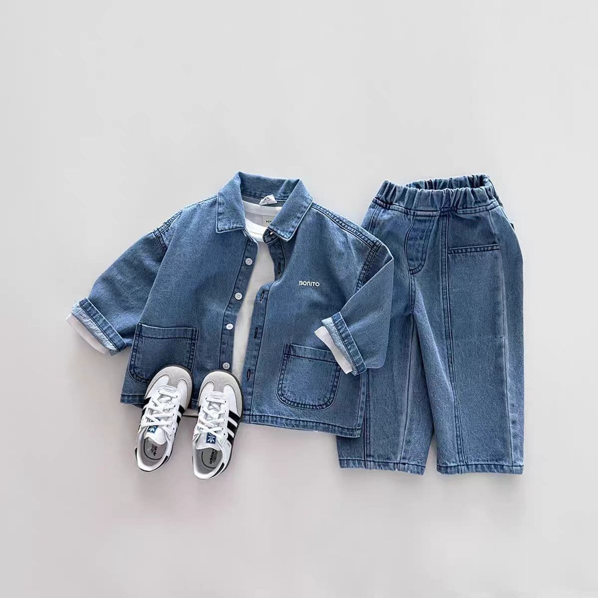 Korean Style Ins Denim Jacket and Pants Spring New Loose Fit Children Boys and Girls Casual Versatile