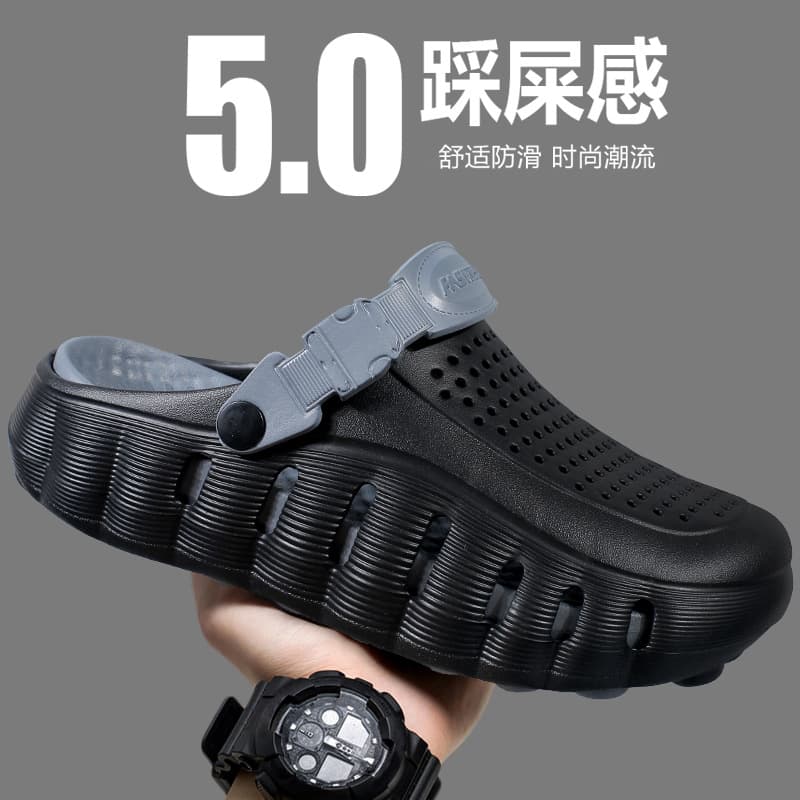 Men's Crocs 2026 Summer New Style Men's Sports Sandals Beach Wearable Outdoor Non-slip Couple Closed-toe Parent-child Slippers