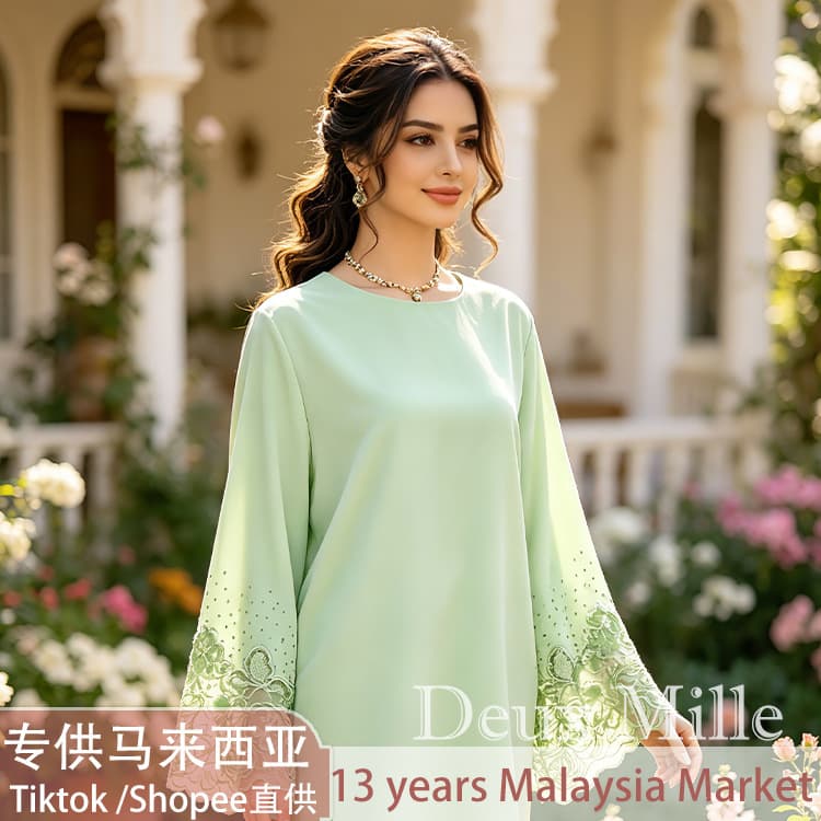 Cross-border Malay Pakaian Malaysia e-commerce TK large size embroidered dress two-piece women's clothing factory direct supply
