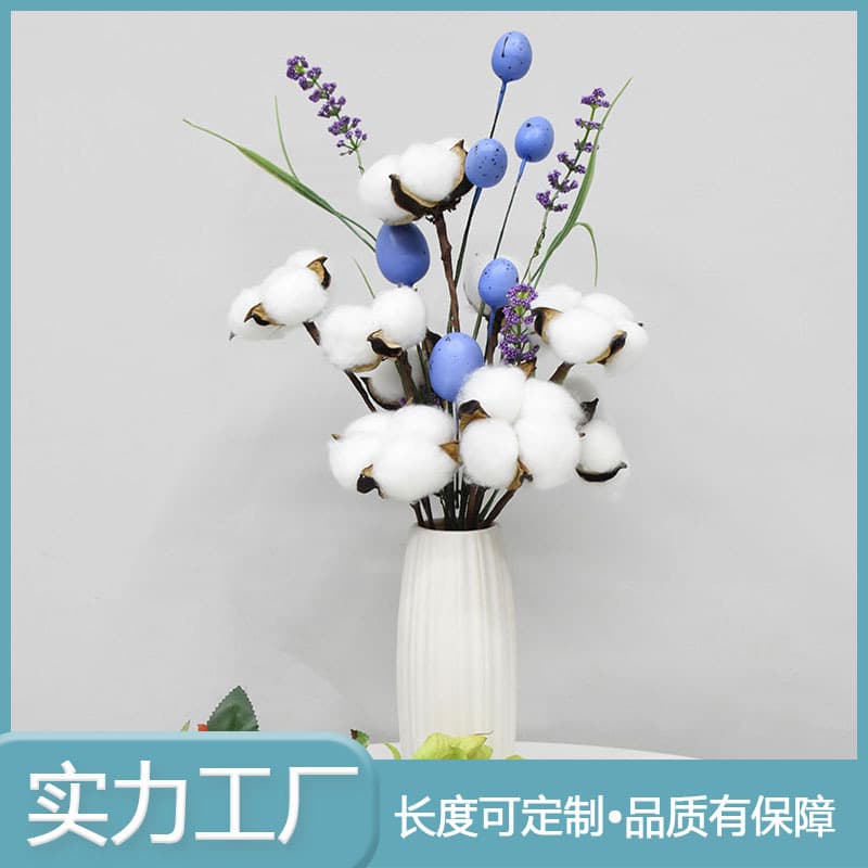 Artificial Cotton Dried Flowers Factory Wholesale Eternal Flower Bouquet Handmade Floral Arrangement Home Decor White Stemmed Cotton