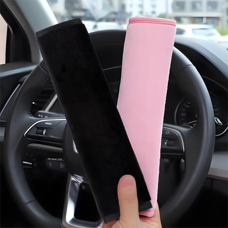 Car Seat Belt Shoulder Pad Cover Universal Plush Crystal Velvet Edge Car Front Passenger Decorative Shoulder Strap Protector