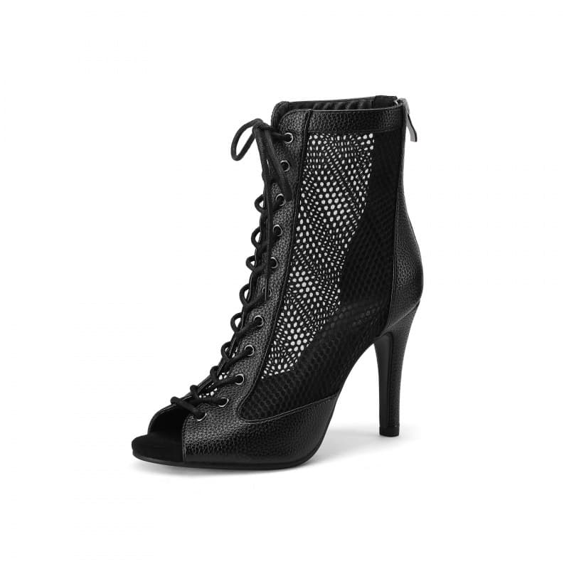 Peep Toe Sandals Stiletto High Heel Jazz Dance High Heels Mesh Hollow Belt Buckle JAZZ Dance Shoes Summer Women Sandals Boots