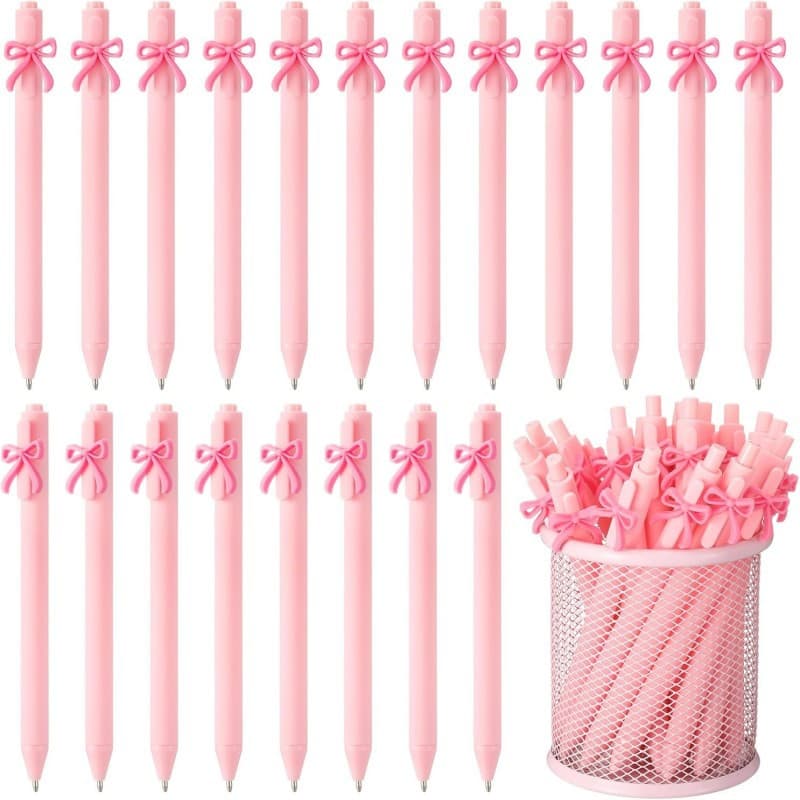 Cross-border Bowknot Girl Student Stationery Creative Gift Ballpoint Pen Black Pen PVC Soft Gel Retractable Gel Pen