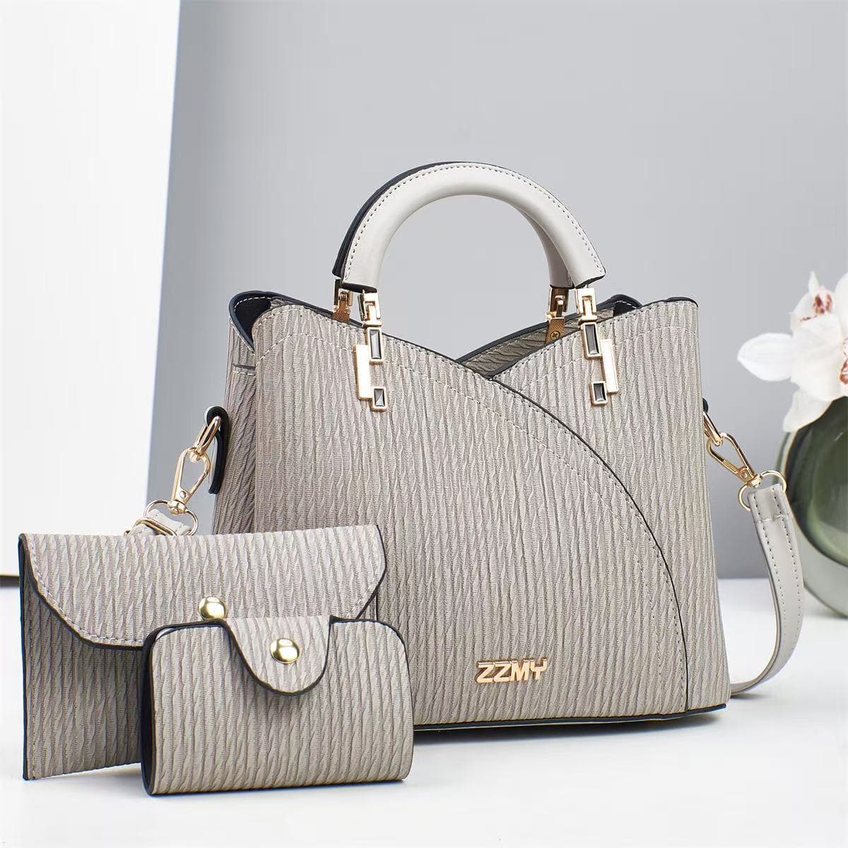 Cross-Border Trendy Women's Handbag Three-Piece Set, Elegant and Versatile Bag, Commuter Crossbody Large Capacity Fashion Shoulder Bag