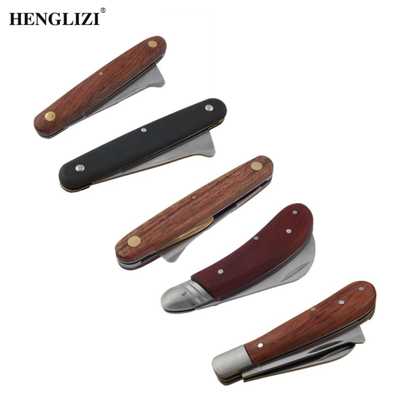 Cross-border Stainless Steel Curved/Straight Blade Rosewood PP Handle Grafting Knife Garden Pruning Folding Convenient Knife