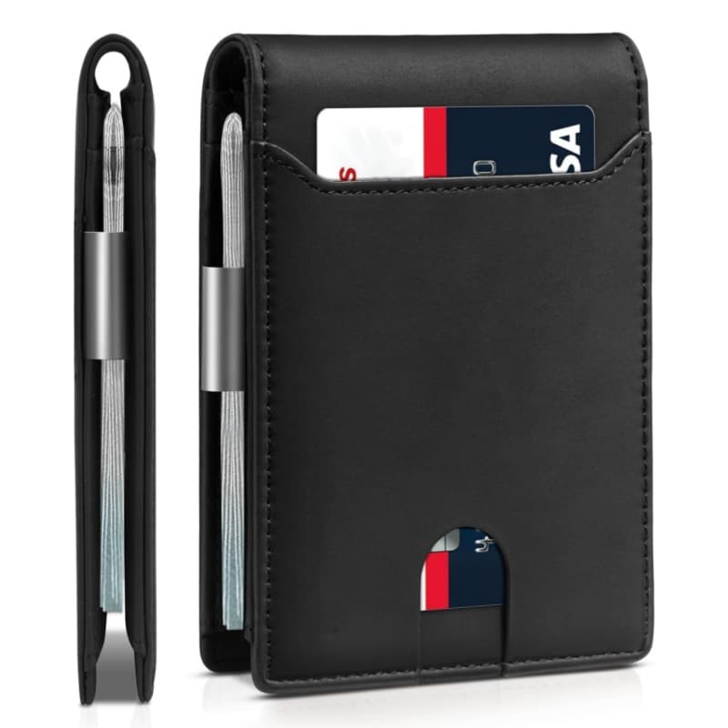 Amazon In Stock Leather Wallet RFID Blocking Carbon Fiber Wallet Men Multi Card Slot Money Clip Bifold Men's Wallet