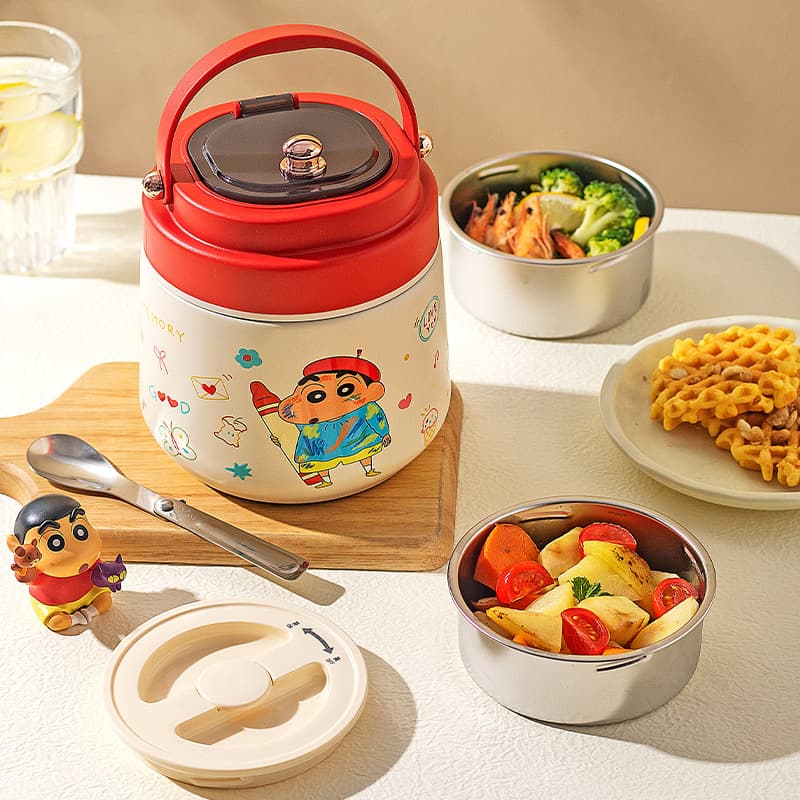 [Modern Housewife & Crayon Shin-chan] 304 Stainless Steel Insulated Lunch Box/Bucket for Office Workers, Thermal Food Jar