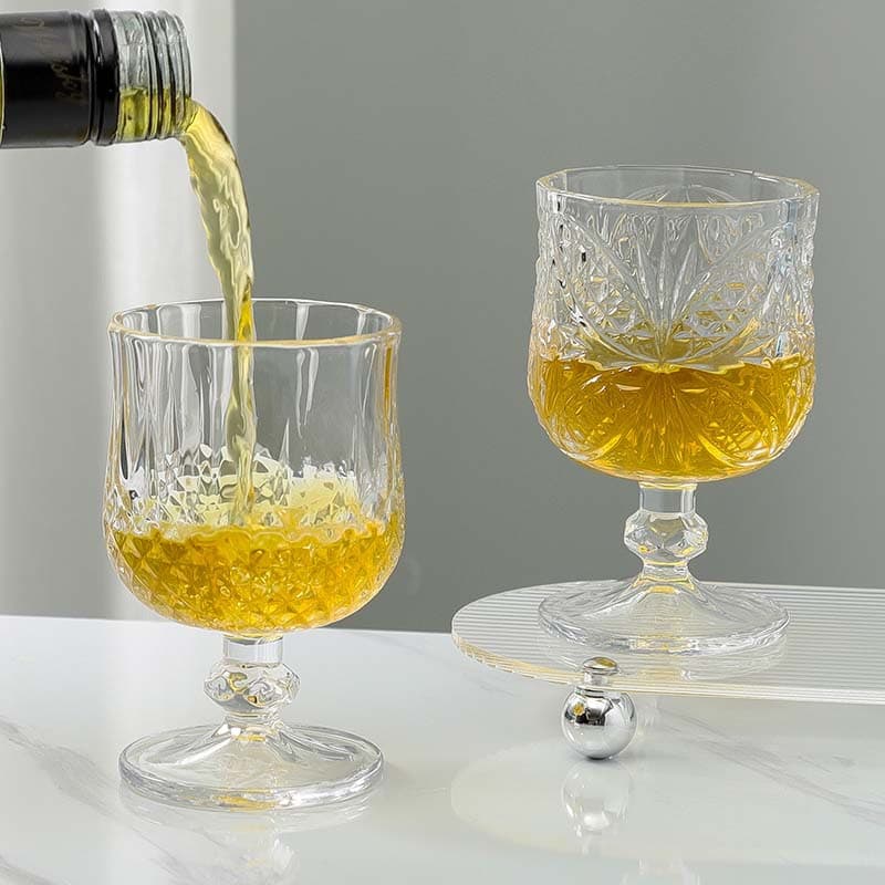 Diamond Relief Glass Tumbler Crystal Lowball Whiskey Glass Mini Fruit Wine Beverage Glass European Style Spirit Glass