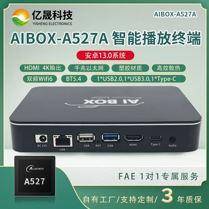 Android 13 Gigabit Network Set-Top Box 4K HD Smart Media Player for Advertising Machines and Commercial Retail