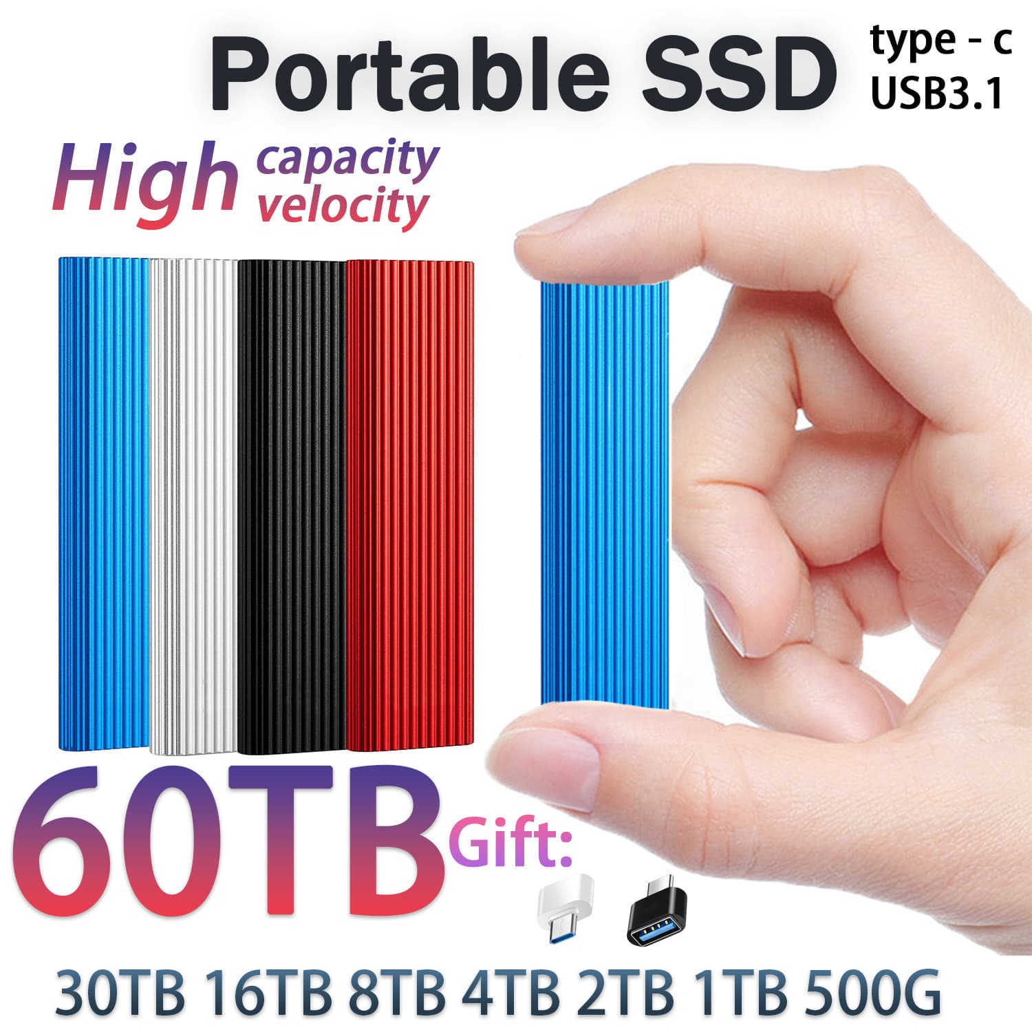 Mini portable SSDs (16TB, 8TB, 1TB, 2TB, 4TB), corrugated portable hard drives, cross-border upgrades.