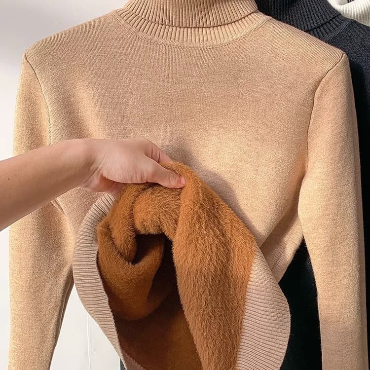 Sweater women's thickened velvet all-in-one new style winter thick inner solid color warm top high collar women's autumn and winter bottoming shirt