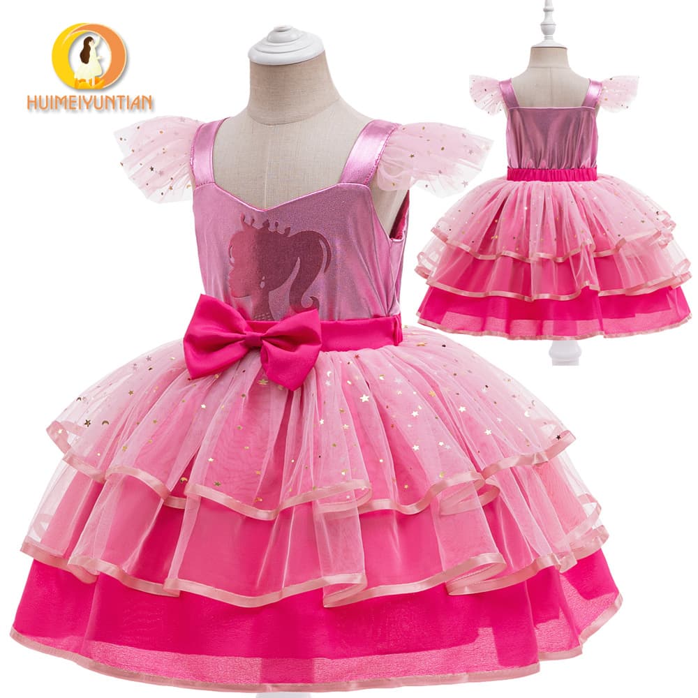 New Children's Cosplay Barbie Mesh Cake Skirt Dress Princess Performance Gown For Girls Party Dresses