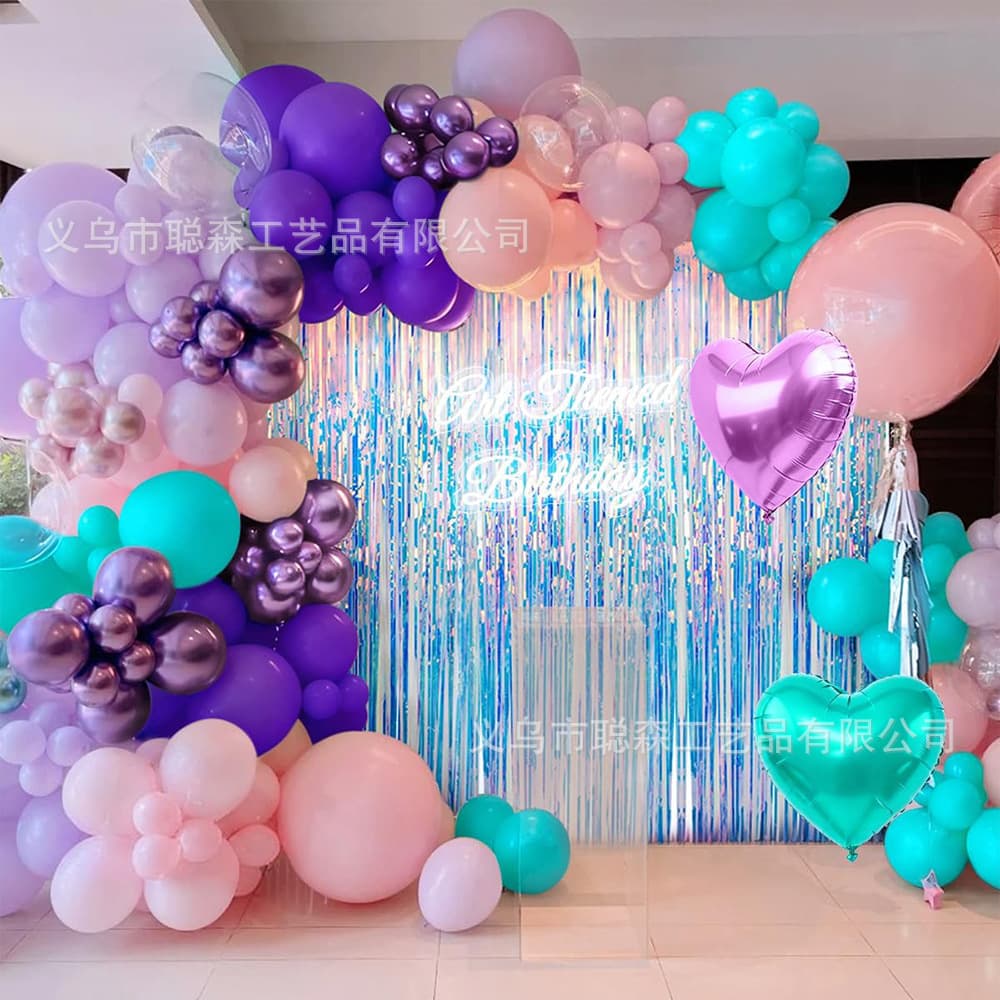 Macaron pink yellow birthday balloon set party wedding background wall balloon arch round birthday background