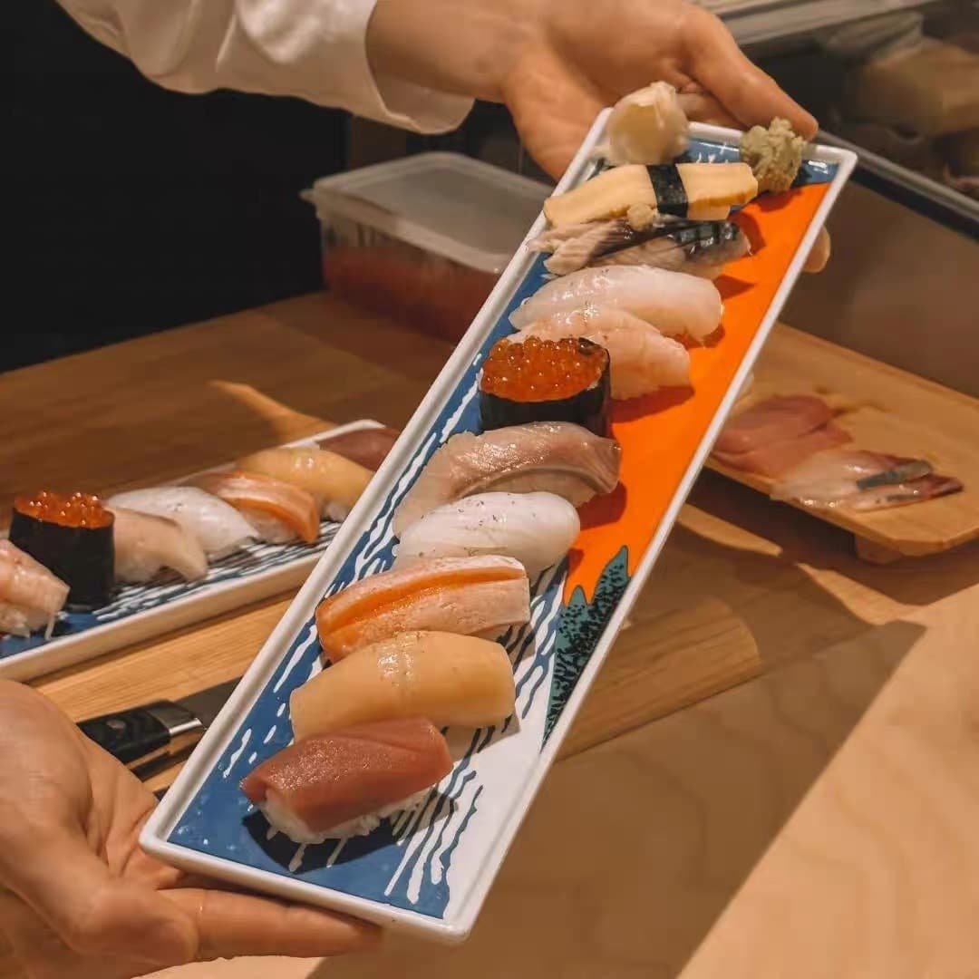 Japanese Sushi Plate Sashimi Plate Yakitori Plate Long Plate BBQ Dessert Plate Hotel Restaurant Buffet Display Plate