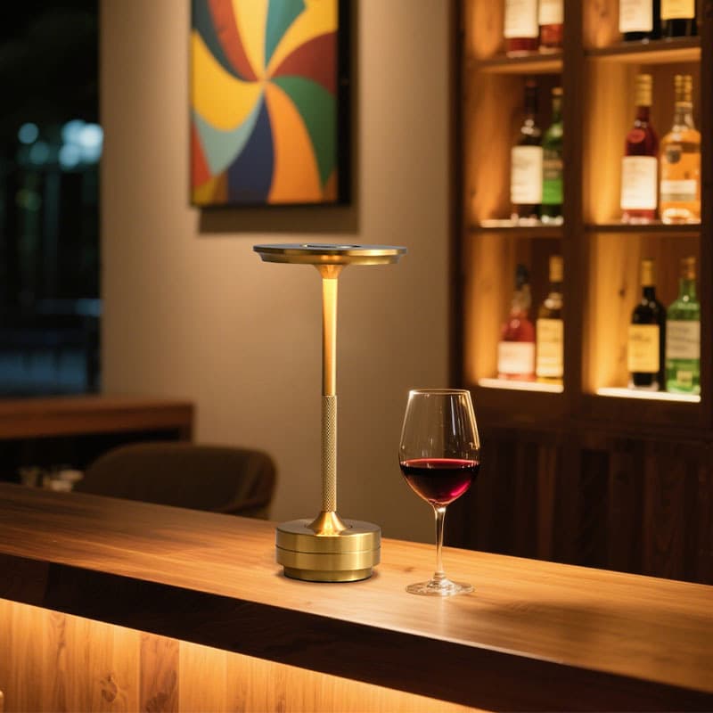 Cross-border UFO Table Lamp All-Aluminum Retro Bronze Touch Control Atmosphere LED Night Light Luxury Bar Glowing Decor