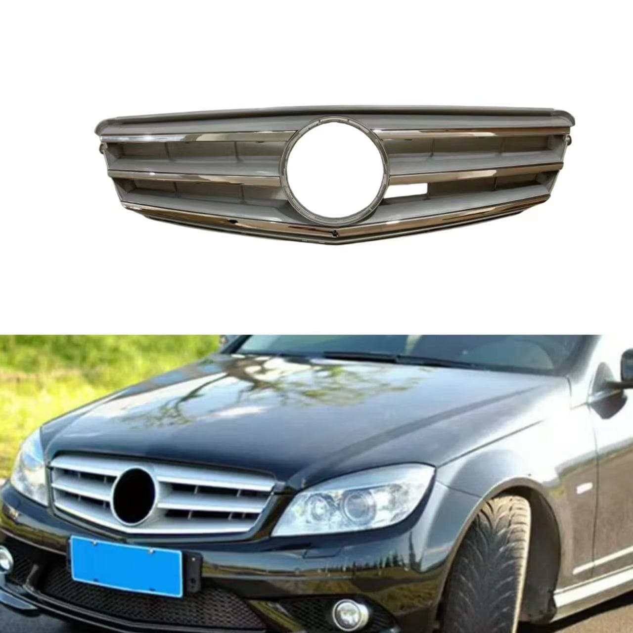 Compatible with 2009-2014 C-Class 4-Door W204 Grille OE Style Direct Replacement ABS Material