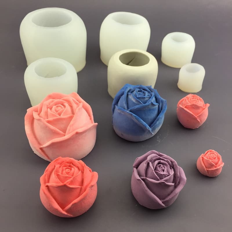 3D Rose Flower Silicone Mold DIY Sugar Cream Decoration Handmade Soap Candle Drip Wax Gypsum Mold Baking Tool Irregular Shape