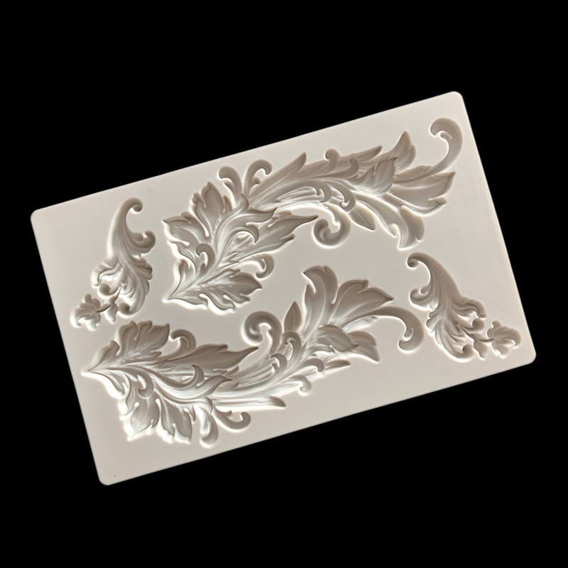 European Floral Vine Relief Lace Texture Silicone Mold Feather Fondant Chocolate Cake Side Decoration Epoxy Resin Mold