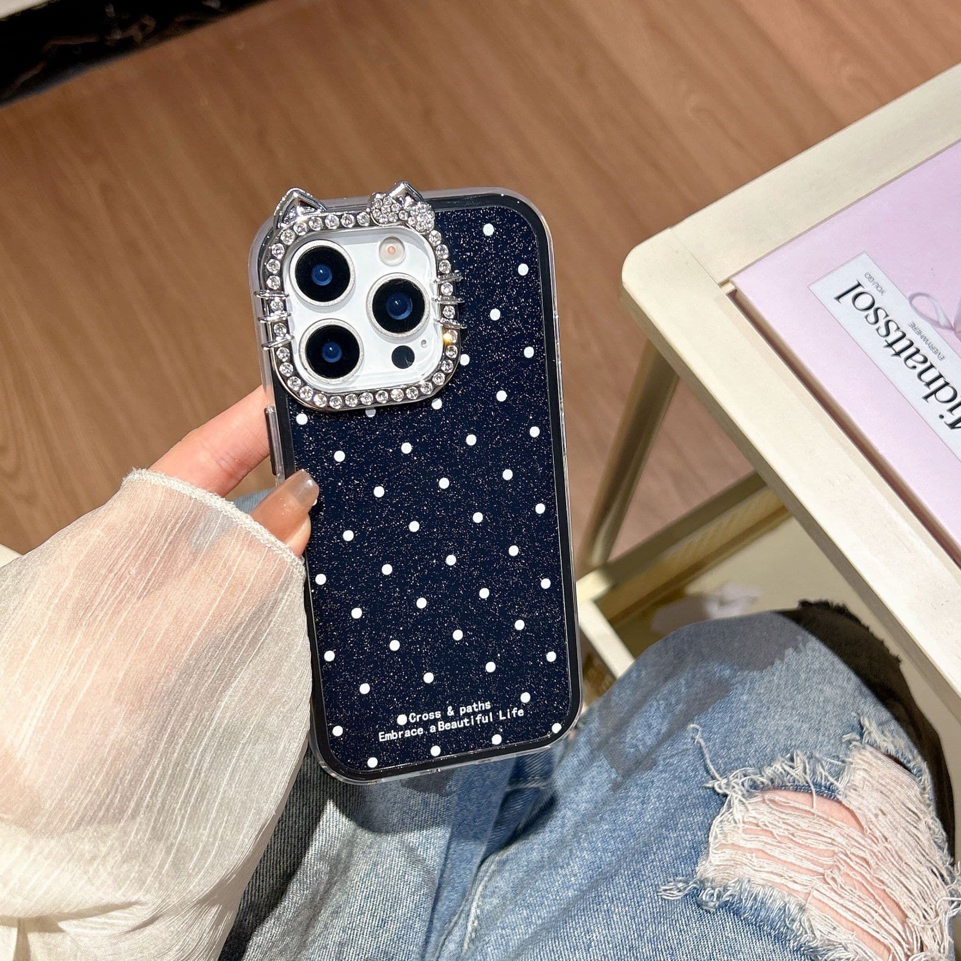 Trendy High-Fashion Polka Dot Case for iPhone 17, 14, Apple 15 Pro Max, Premium 13 Shockproof 15 for Women