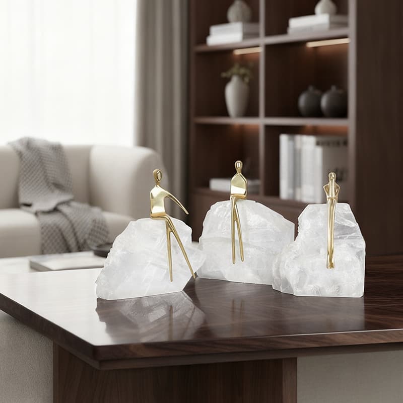 Tai Lifestyle Light Luxury Feng Shui Crystal Brass Figurine Ornament New Chinese Style Showroom Entryway TV Cabinet Soft Decoration