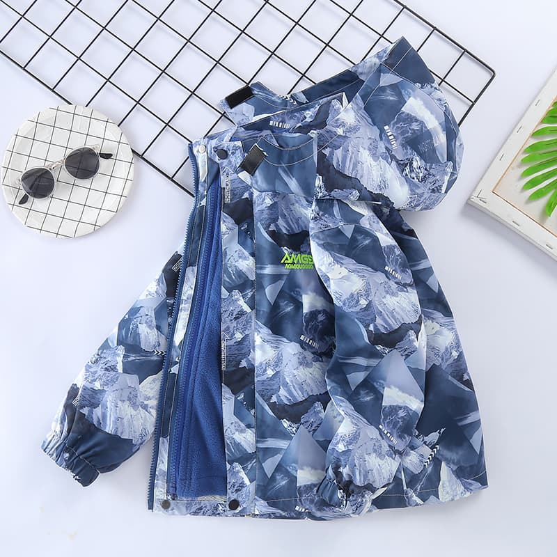 Boys' 3-in-1 Detachable Fleece-Lined Jacket, Autumn/Winter 2023 New Style, Windproof Coat for Kids