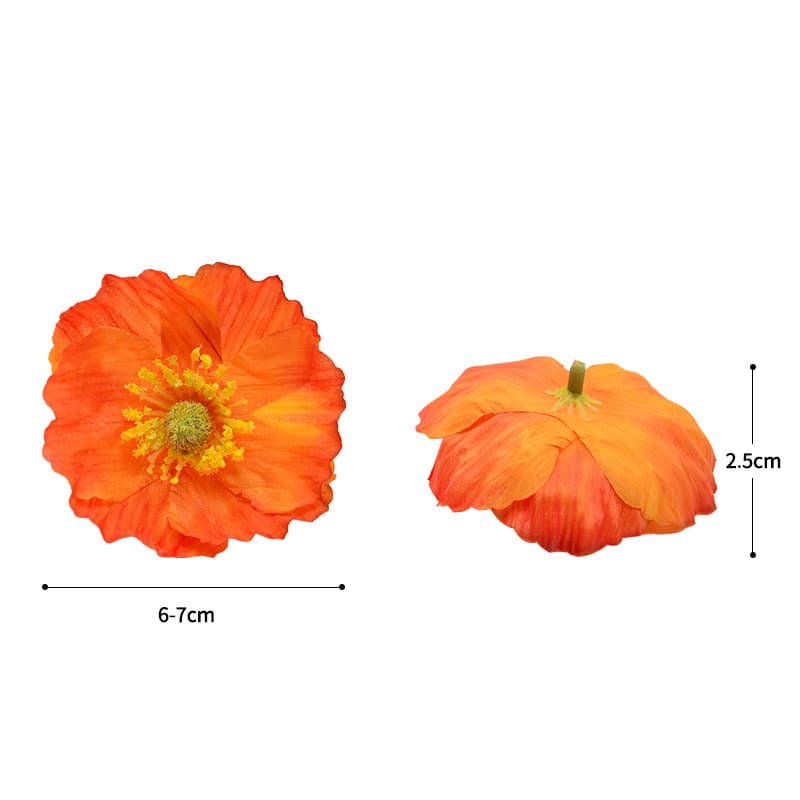 Artificial Poppy Flower Head for DIY Hair Accessories, Hairpins, Table Decor, Gift Box Decoration