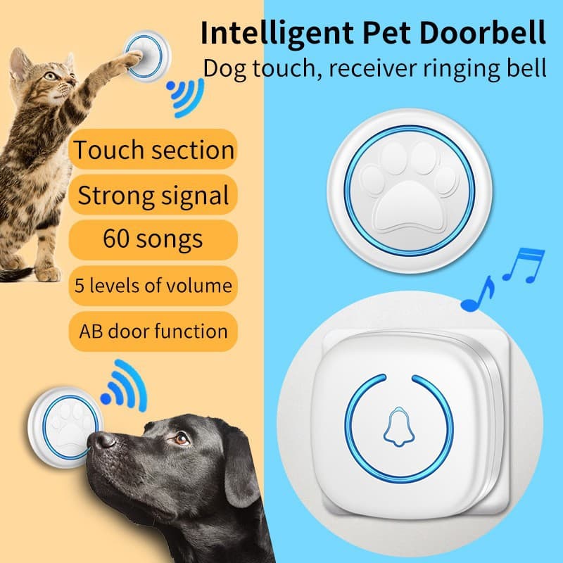 Dog Ringtone for Door Pot Training Wireless Dog Ringtone with Waterproof Touch Button Dog Ringtone for Outings
