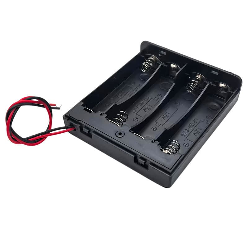 Fully Sealed Battery Box with Switch for 4 AA Batteries, 3 AA with Cover, Series 4-Position 6V Battery Holder