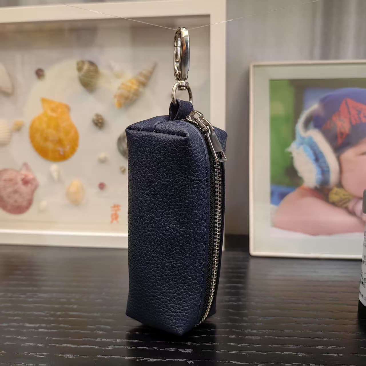 Practical Men's Car Leather Key Holder, Large Capacity, Stylish Women's Zipper Home Universal Key Bag