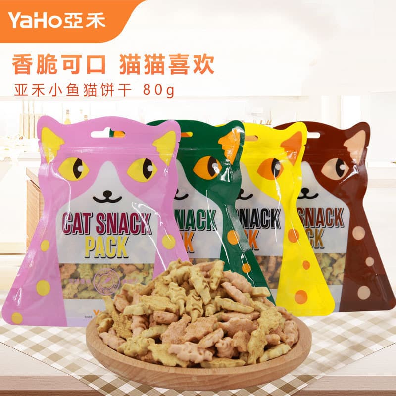 YaHo Cat Cookies 80g Cat Treats Dental Cleaning Catnip Fish Biscuits Tuna Chicken Cat Snacks Wholesale