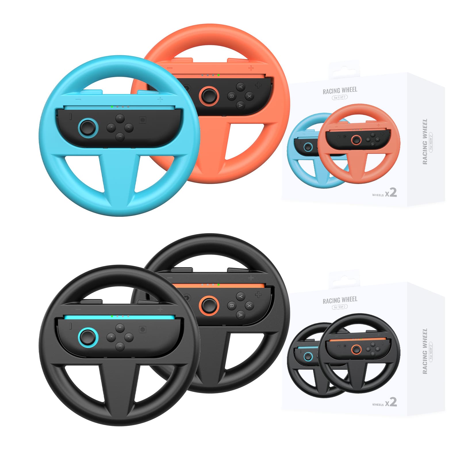 Switch2 Steering Wheel Grip Set, 2 Pieces for Switch2 Console's Left and Right Mini Controllers