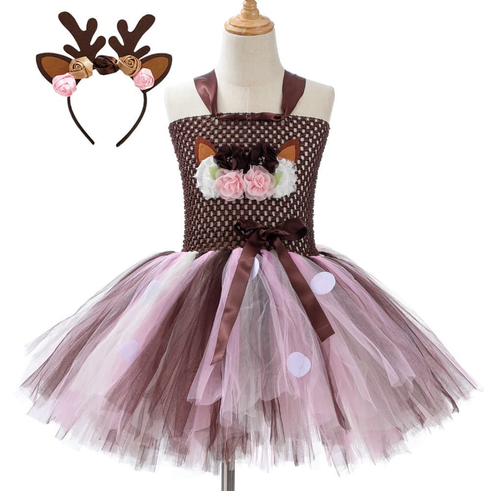 Christmas Elk TUTU Skirt, Bambi COSPLAY Dress, Cartoon Animal Children Princess Tutu Skirt
