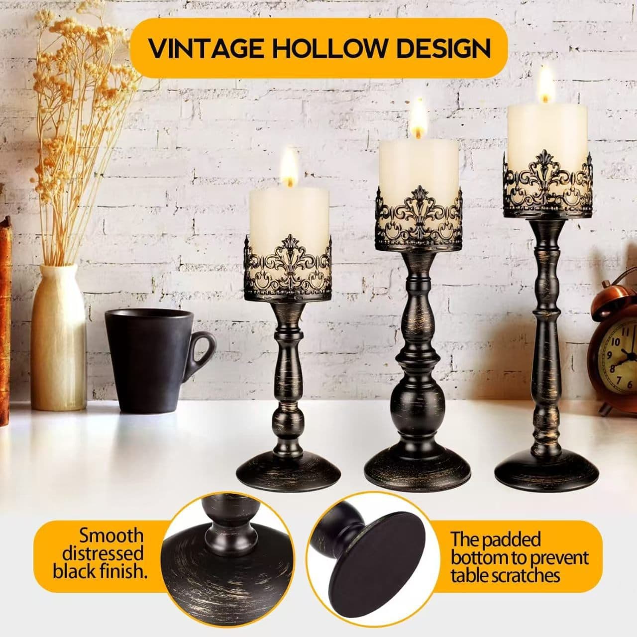 Cross-border European wedding gift crown hollow retro candlestick candlelight dinner props retro iron candle holder