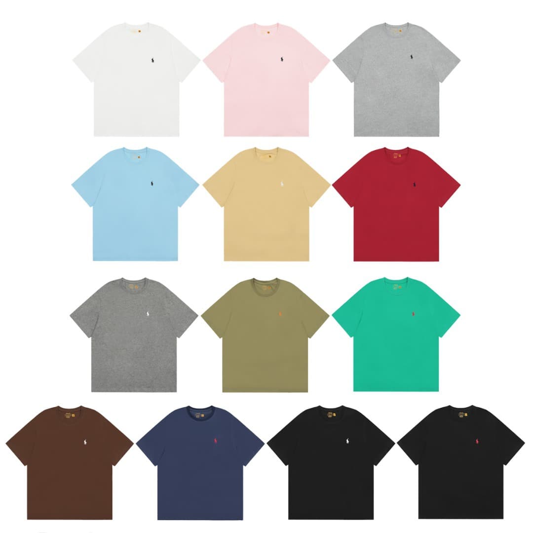 Cross-border scannable~RL Ralph Lauren Little Pony Logo Embroidered Basic Crew Neck Short Sleeve T-Shirt Versatile Casual Unisex