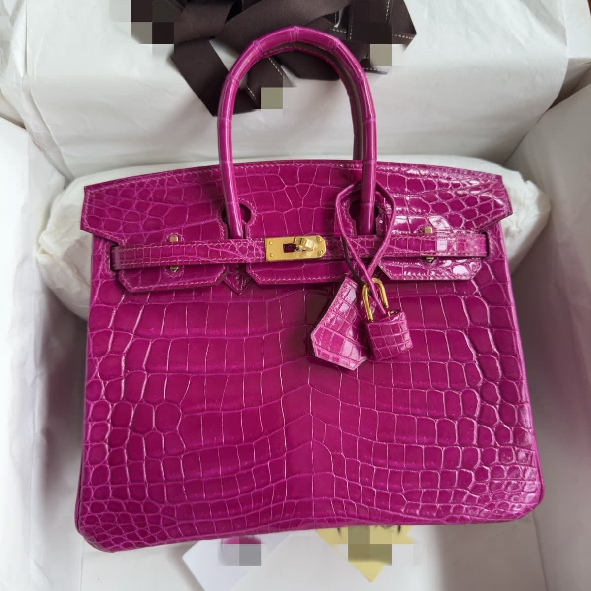 New Platinum Gold Buckle Crocodile Leather Pure Hand-Sewn Wax Thread Handbag for Women, Business Banquet, High-End Fashion, Classic Trend