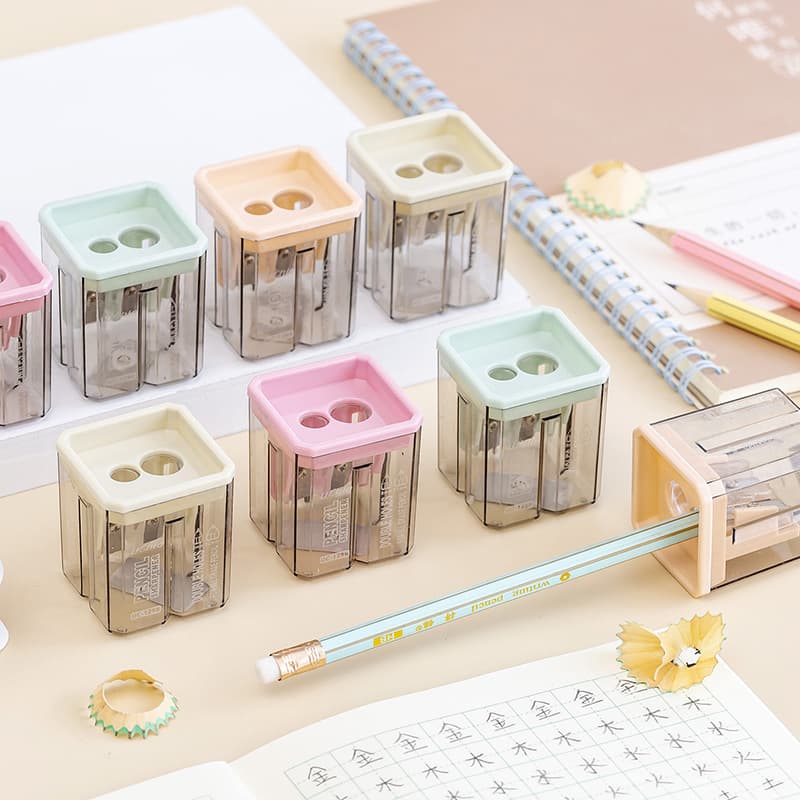 Creative Morandi Color Pencil Sharpener Geometric Shape Assembly Sharpener Cartoon Office Solid Color Pencil Knife Gift