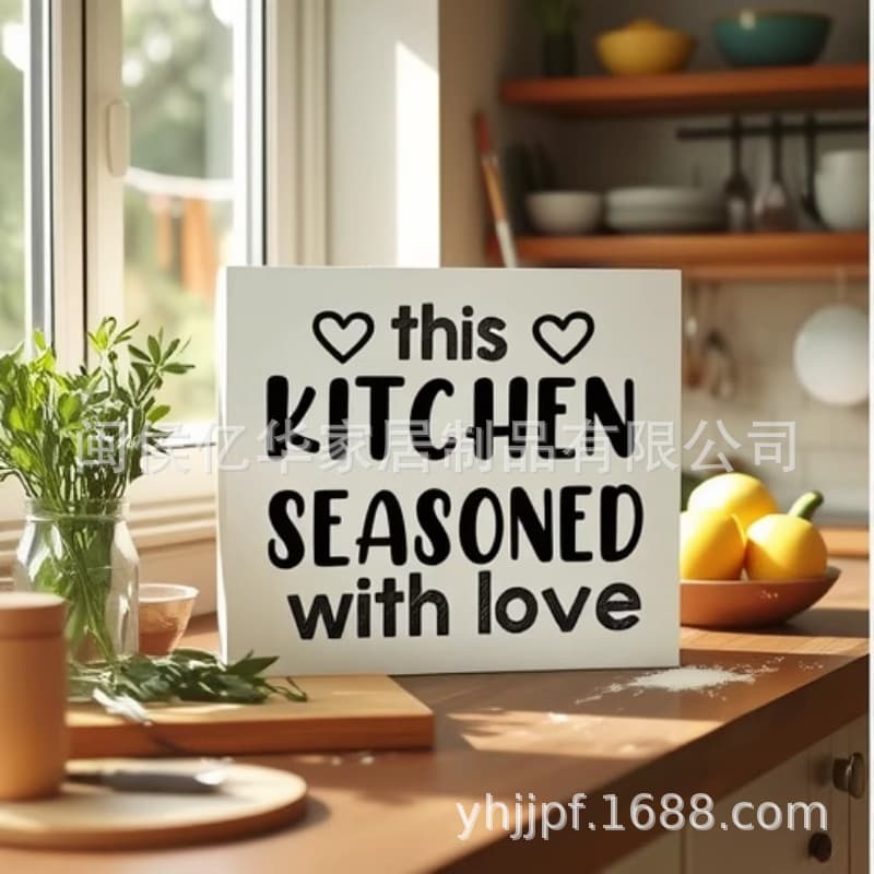 Cross-border Wooden Decorative Ornaments Printed Ornaments Office Kitchen Decorations Amazon Letters