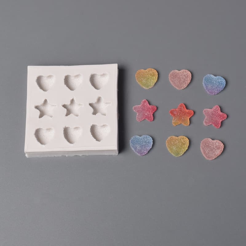 DIY Five-Pointed Star Heart Resin Wax Seal Silicone Mold, Simulated Candy Love Heart Five-Pointed Star Plaster Mold