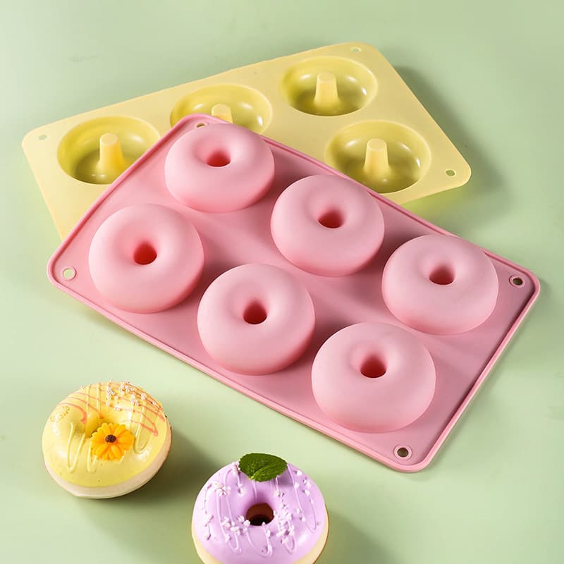 6-pack food grade silicone donut macaron color round donut mold cookie baking tool cross