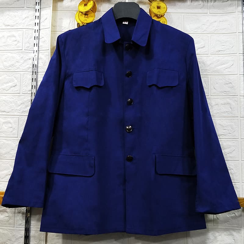 Single-layer spring and autumn middle-aged and elderly men's Zhongshan suit casual jacket Chinese style father's blue performance costume one piece dropshipping