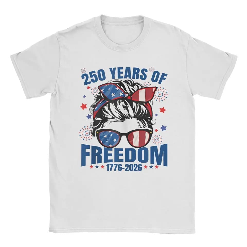 America's 250th Anniversary Messy Bun Celebrates 1776 2026 Cotton T-Shirt Men's Summer T-Shirt O Neck Hip Hop