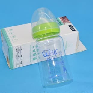 Factory wholesale newborn glass baby bottle wide neck 180ml infant drinking cup with measurement scale