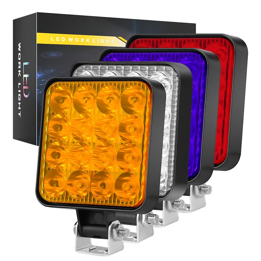 DXZ Car LED Work Light 12V Mini Plastic Square 16-Lamp 48W Driving Auxiliary Light Modified Headlight