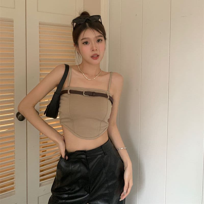 Spicy Girl Strapless Mini Vest Women's Design Summer Outdoor Indoor Match Allergy Small Vest Belt Mixed Fabric Chinese Origin