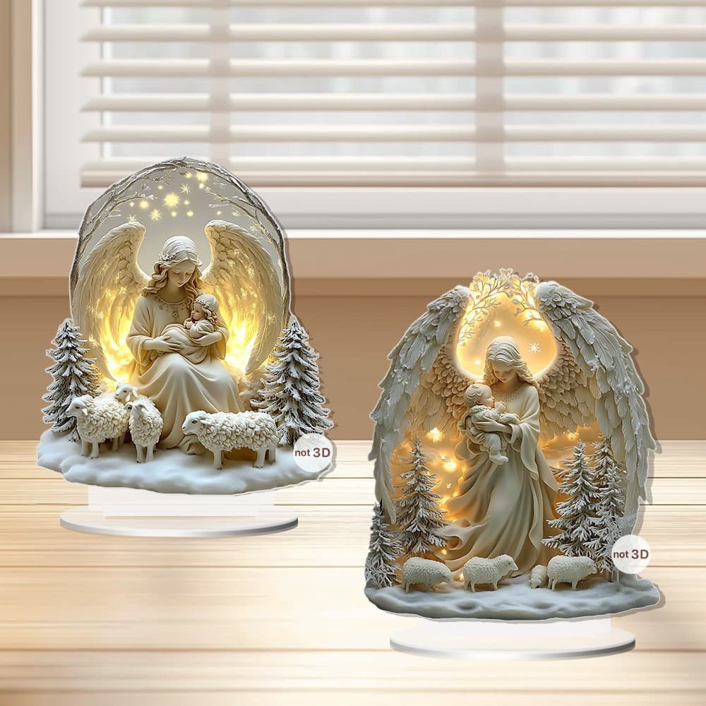 Cross-border Valentine's Day Angel Baby with Wings Acrylic Christmas Scene with Base Home and Office Decoration