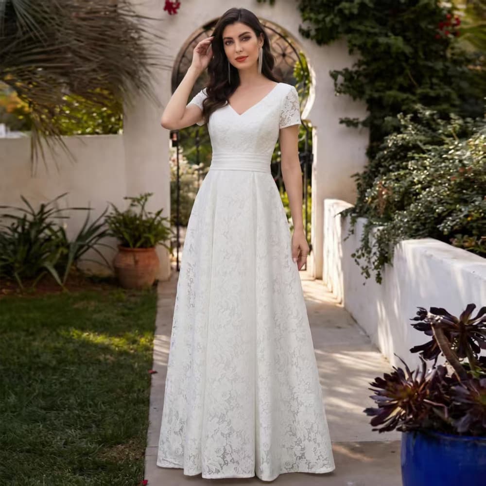 Light Wedding Dress for Daily Travel and Certificate Photos, Forest Fairy Style, Simple Lace Gown for Spring and Autumn, Cross-Border European and American Fashion