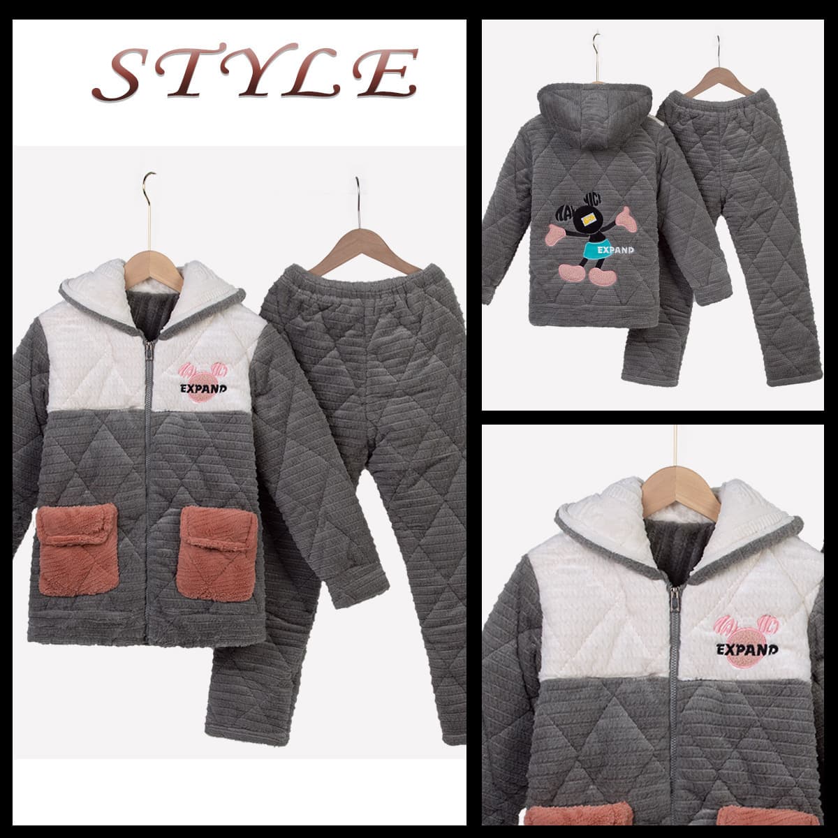 Three-Layer Cotton Padded Children's Pajamas for Boys Coral Fleece 2025 New Winter Thickened Warm Homewear Two-Piece Set